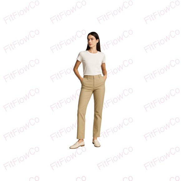 Lee Pants - Lee Women’s All Day Pants – Size 10 Medium – Khaki Straight-Leg Stretch Cotton